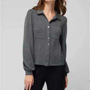 White House Black Market Passport Button Shirt Women Gray size L Minimalist